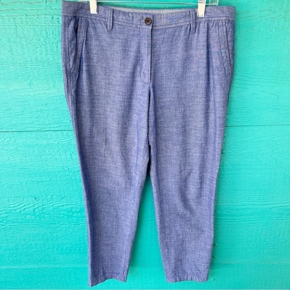 TALBOT’S GIRLFRIEND CHINO CHAMBRAY DENIM CROP PANTS SIZE 12 - Picture 10 of 11